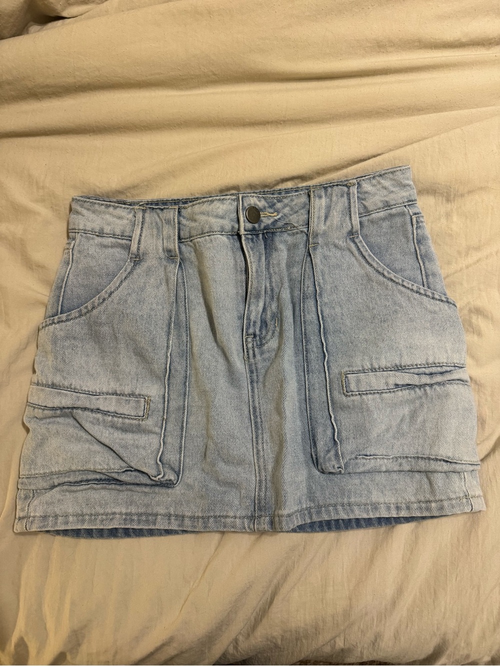 TCL Light Blue Washed Denim Mini Skirt